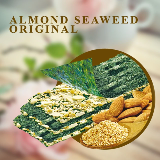 Original flavor roasted seaweed crisps with almonds