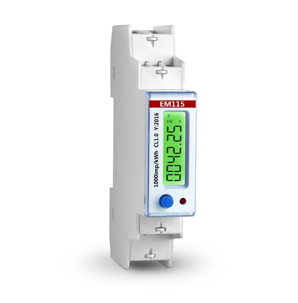 EM115 energy meter mini din rail kwh meter manufacturers  230V 5(45)A digital angle meter
