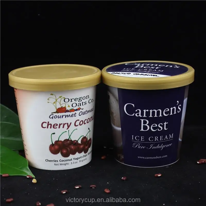 
High quality paper material 16oz ice cream cups with Plastic lid 