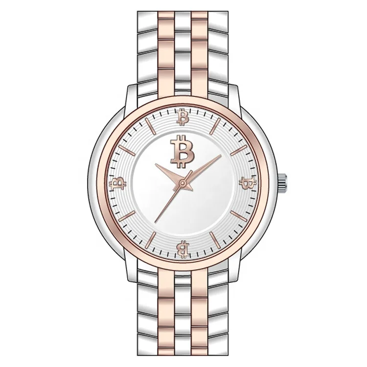 Factory custom your logo Bitcoin reloj gold watch for men