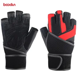 Boodun  leather Weight Lifting Training Gym Women Men Fitness dumbbell gloves