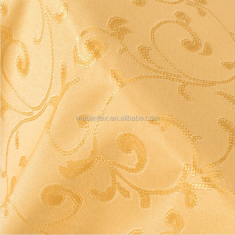 factory supply beautiful 100%polyester shining jacquard satin damask tablecloth fabric