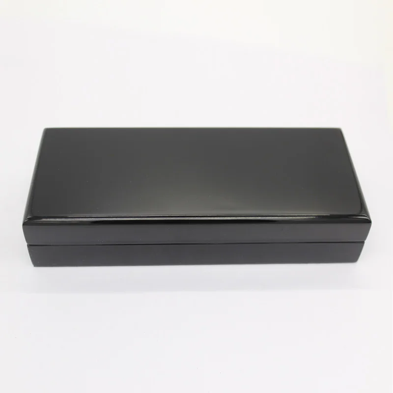 JX-B319High качественная деревянная гладкая блестящая коробка для ручки с индивидуальным логотипом черная