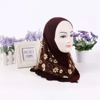 Оптовая продажа, детский хиджаб с красивой цветочной каймой, милый детский хиджаб