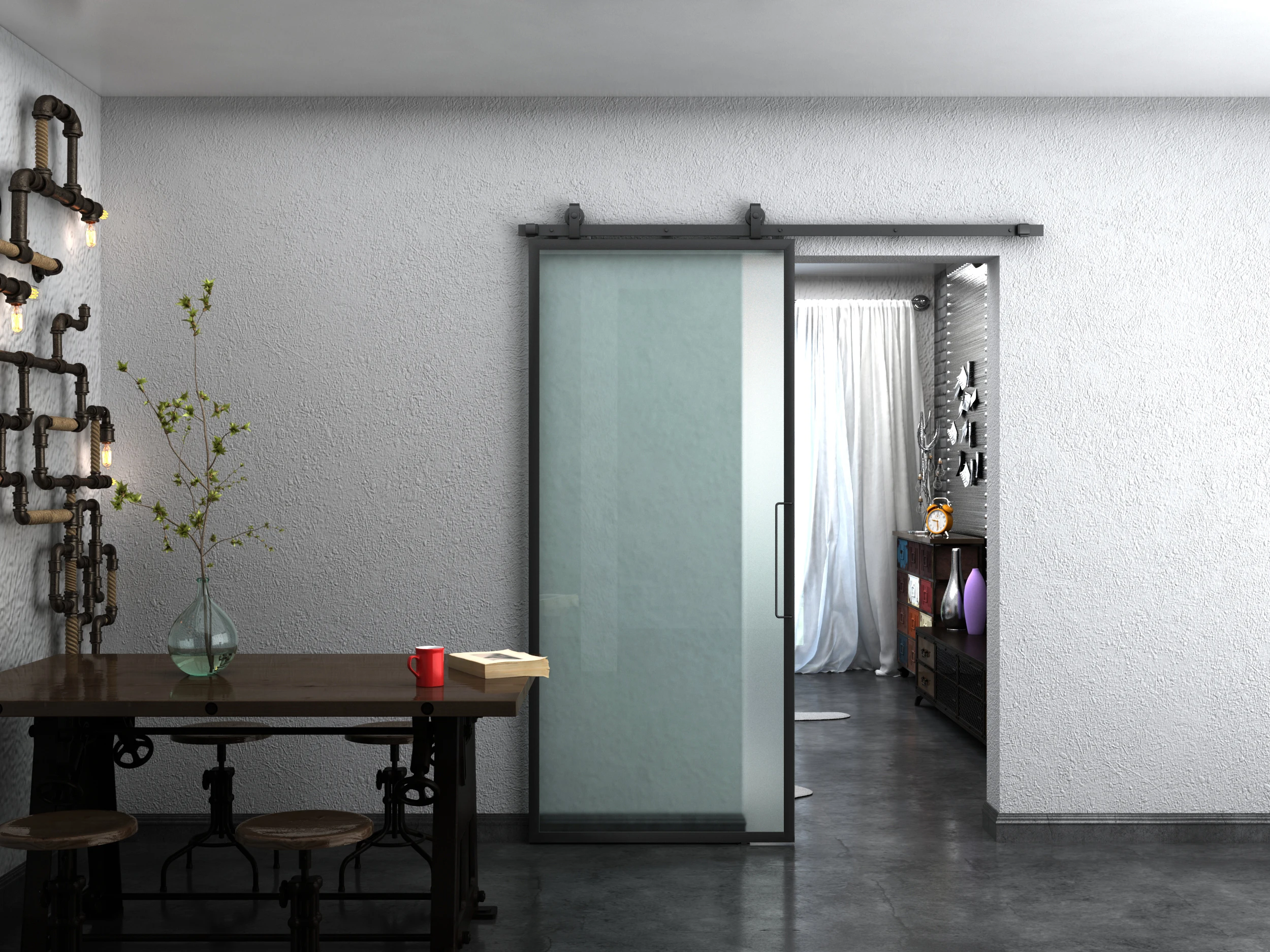 Internal Steel Frame Glass Door Panels,Black Steel Frame Glass Doors,Glass Barn Doors
