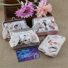 Women Flower Printed Hasp Zero Purse Clutch Bag Key Coin Card Holder Wallet 9FWE