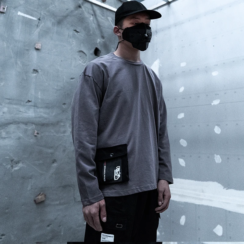 Killwinner new spring and autumn tide hip hop tops men women long sleeve print pockets casual sports tshirts