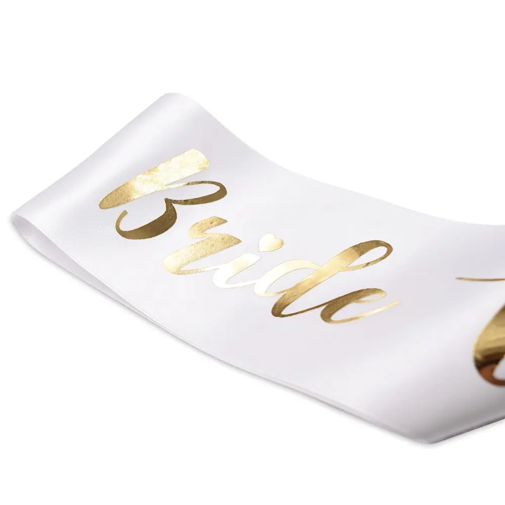 Bride To Be Sash & Headband Tiara & Shoulder Length Veil Set Accessories for Bachelorette Party Bridal Shower Hen Party