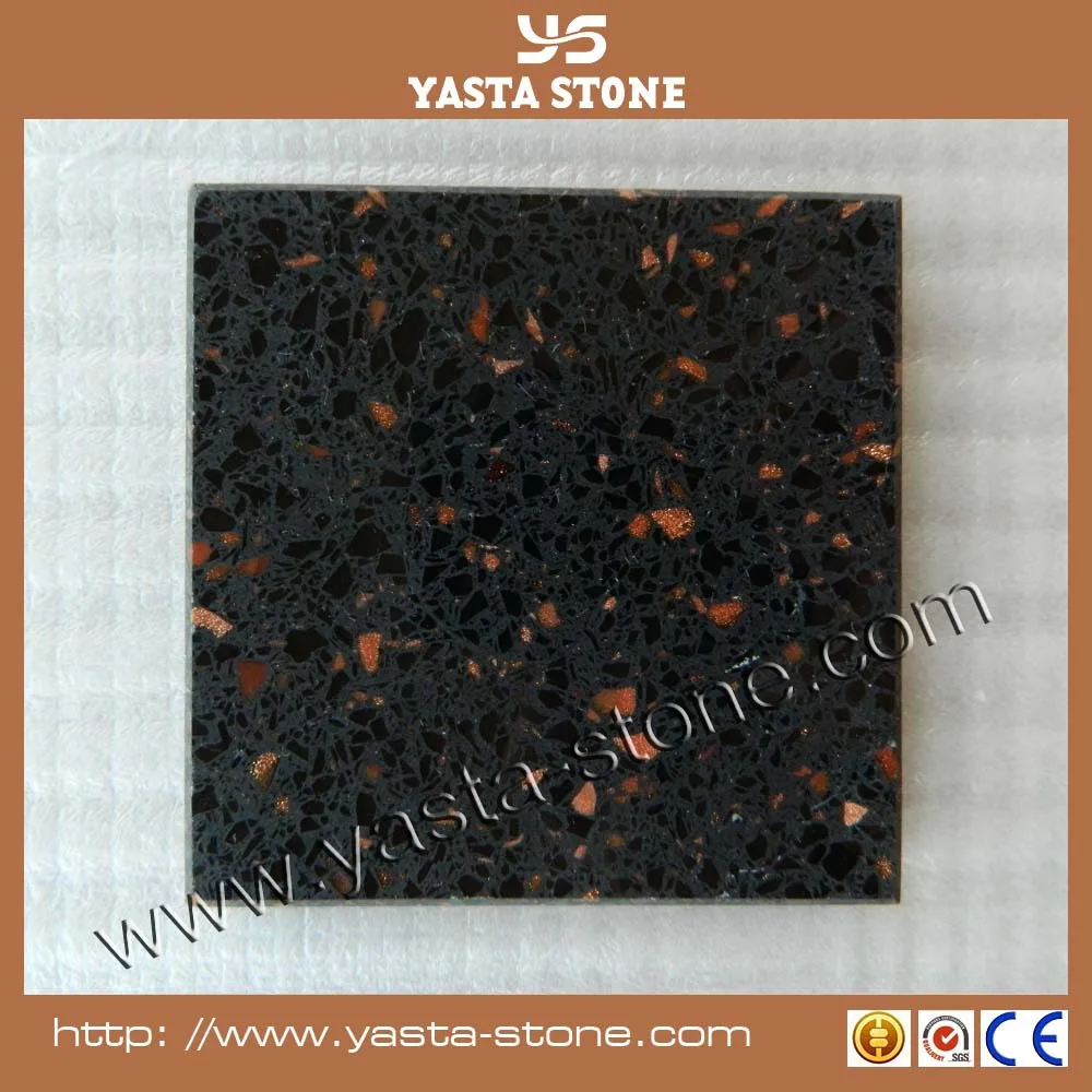 Cheap 30x30 Quartz Stone Black Floor Tiles With Sparkle