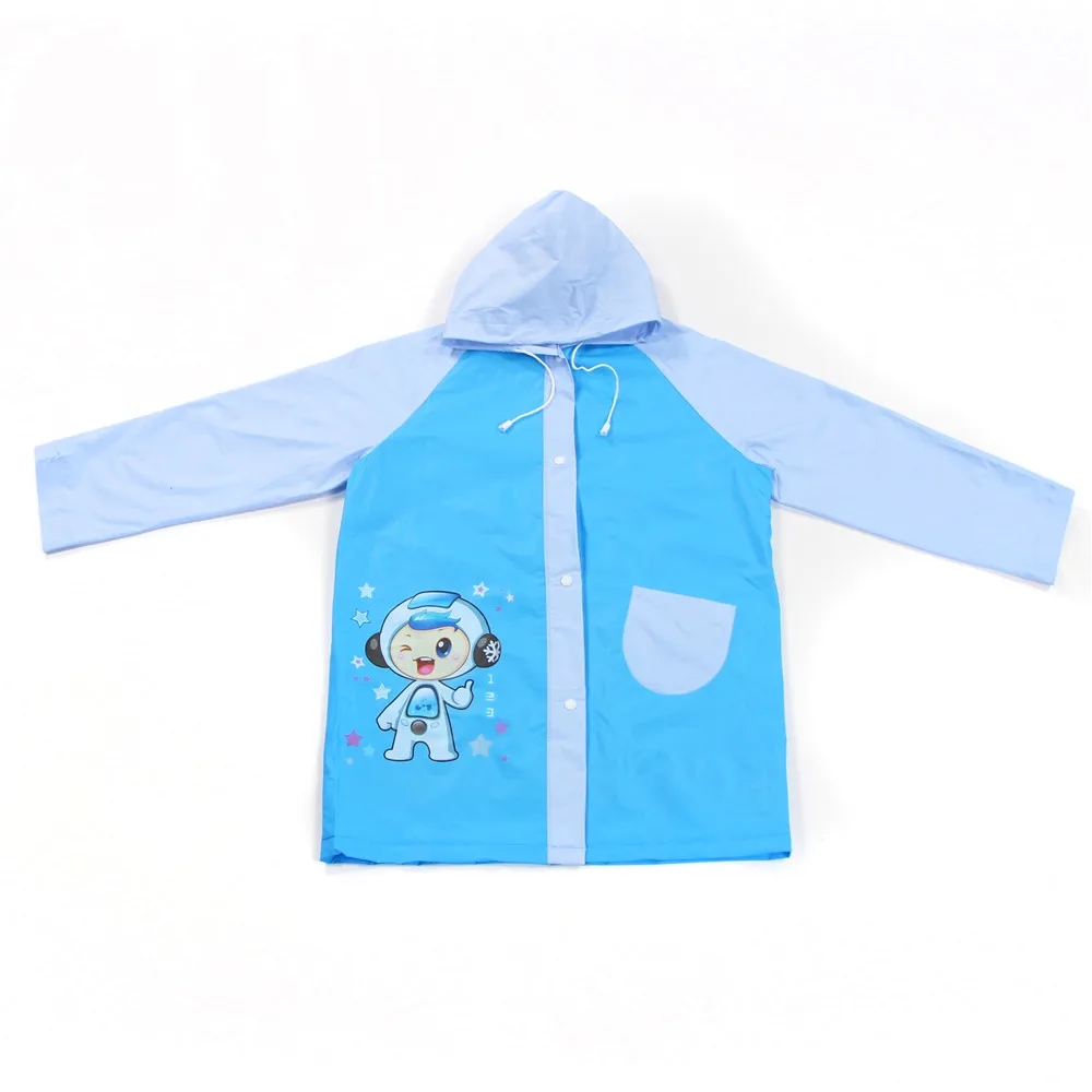 Hiking blue PVC Cartoon Waterproof Children Rain Coat For Kids