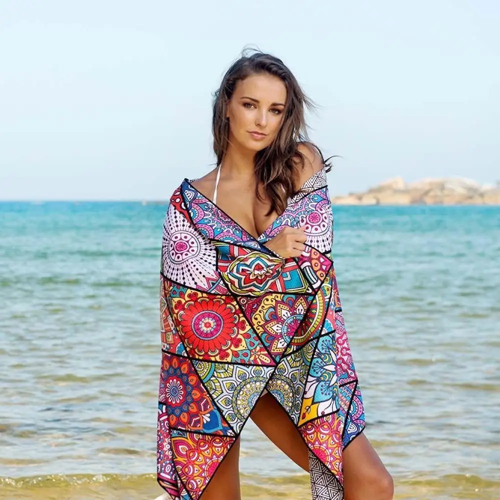 Double-Sided Printed Waterproof And Sand-Proof Microfiber Fleece Quick-Drying Beach Towel