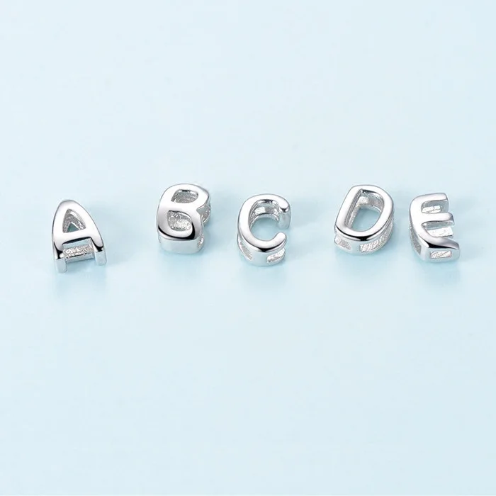 Simple women jewelry silver charm initial letter 925 sterling silver necklace with letter pendant