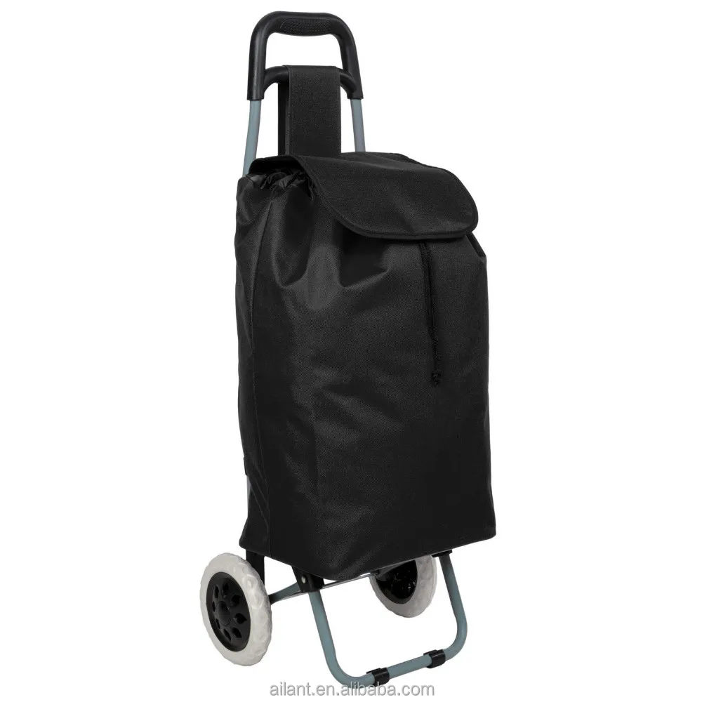 100% polyester 600D fabric foldable shopping cart folding with wheel oxford trolley