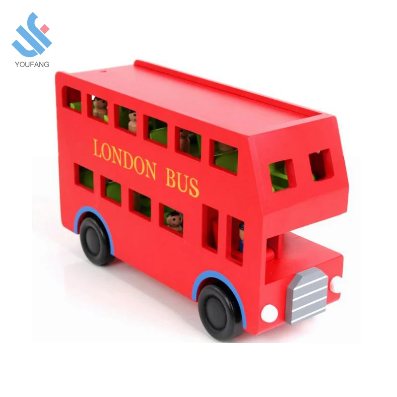 YF-M609 OEM accept factory 2018 new design hot sale wooden london bus toys for kids