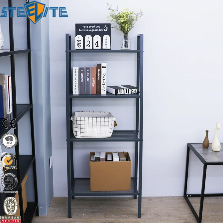 Металлическая сетчатая книжная полка Lerberg стеллаж широкий серый