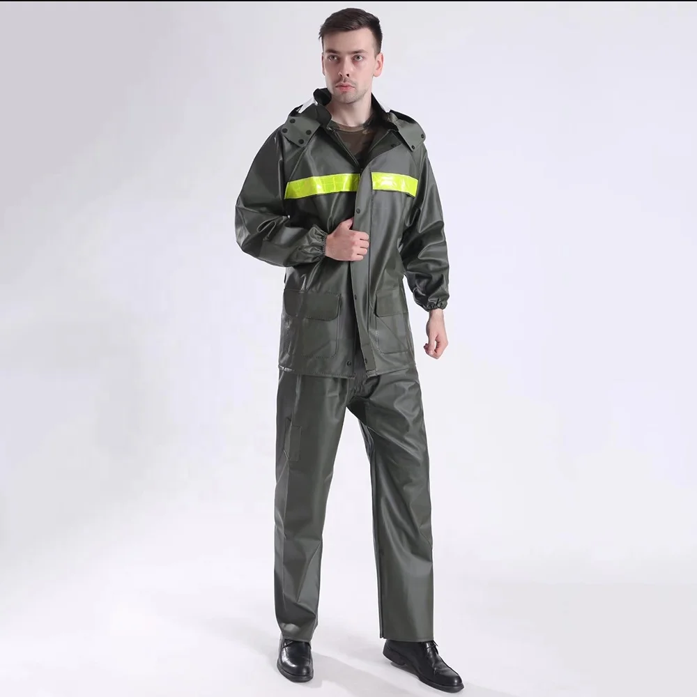 Дождевой костюм 100% водонепроницаемый дышащий половинчатый шв из полиуретана для рыбалки сельского хозяйства на вынос с двойными полями