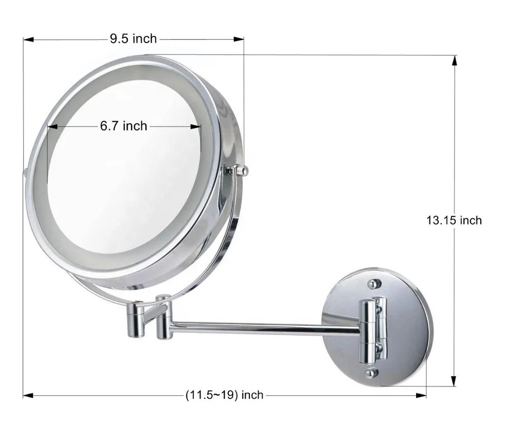 Hot Selling Classic Double Sides Magnifying Round Wall Cosmetic Shaving Mirror With Led Light For Hotel Bathroom