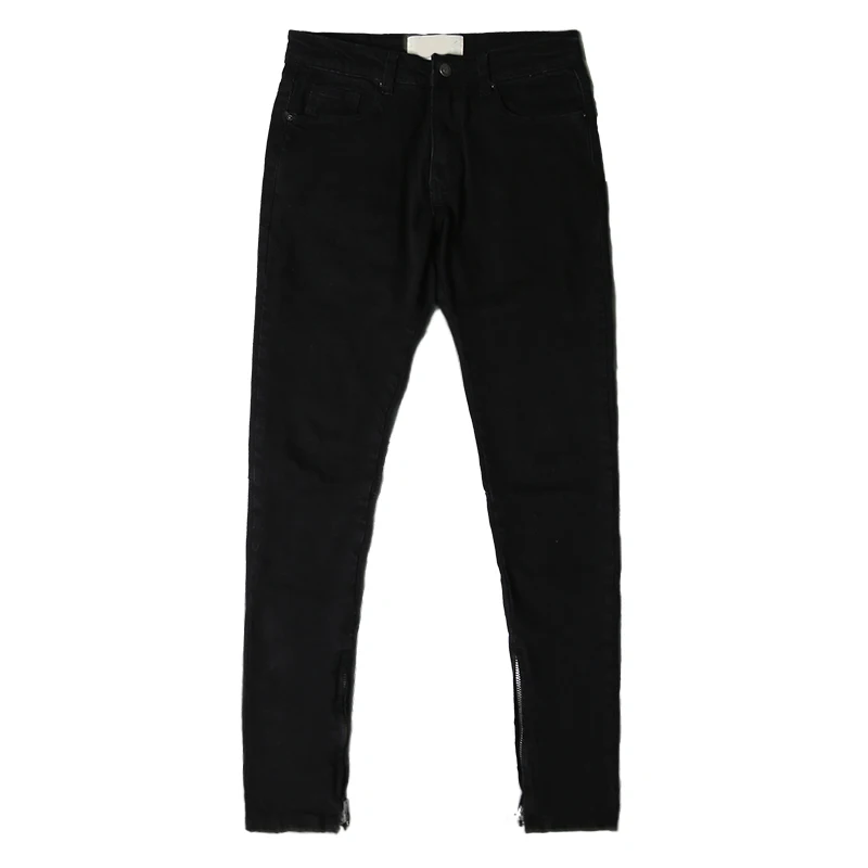 OEM  cheap wholesale men stock dropshipping no hole plain black jeans