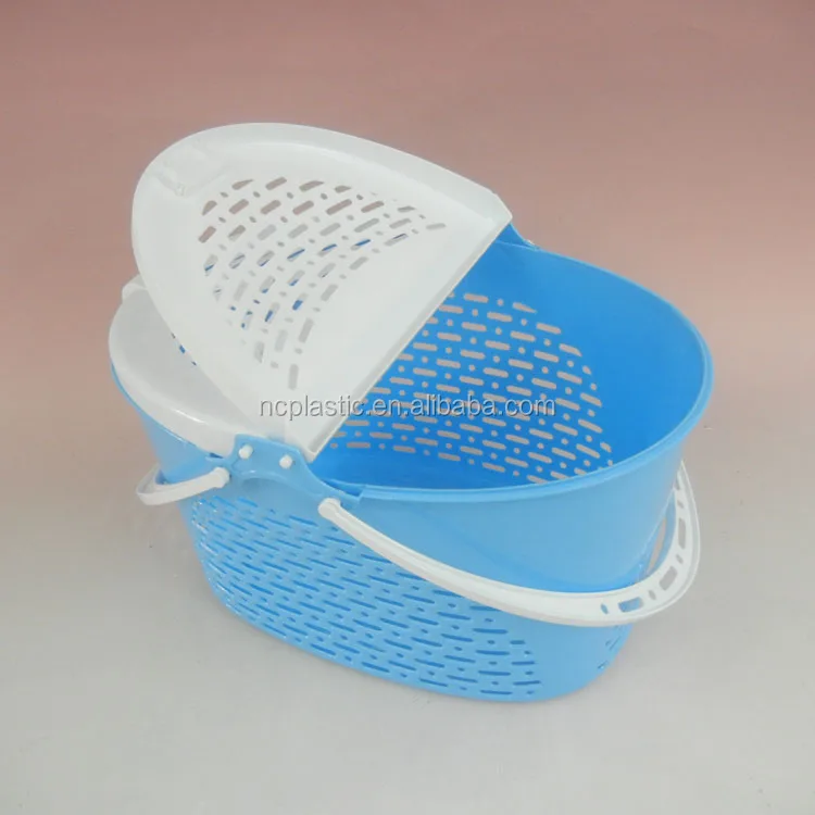 multi use handle plastic picnic basket with lid