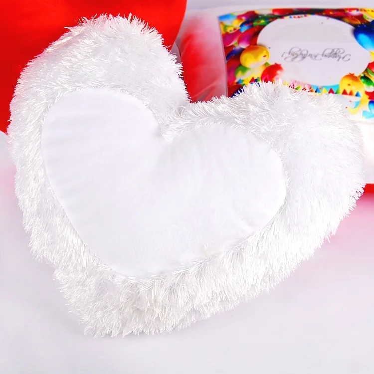 Personal Custom Lovely Heart long plush Sublimation Pillow Case Heat Transfer Printing Pillow Case