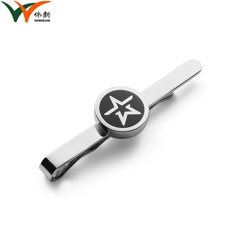 
Hot Sale Simple Clip On Tie Mens Suit Metal Blank Black Enamel Tie Clip With Custom Logo 