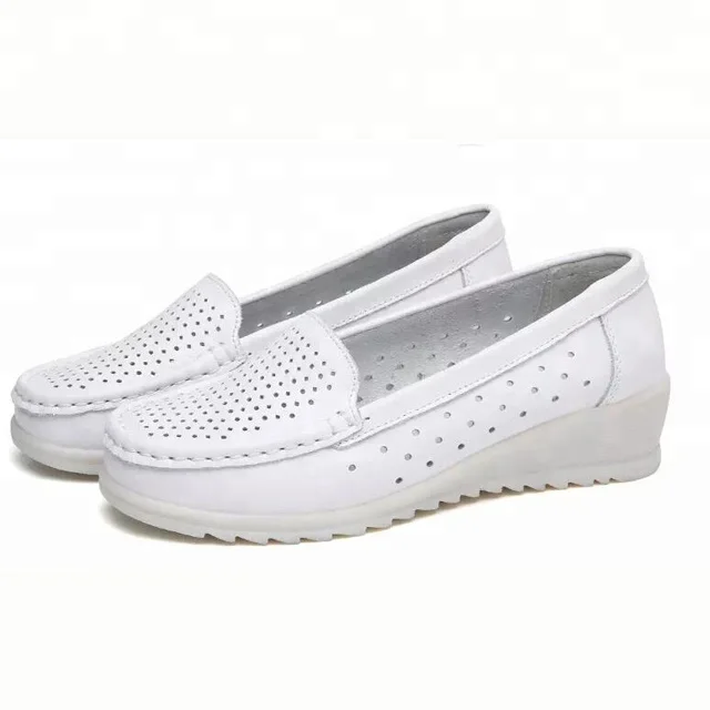 jinjiang wholesale white leather nurse shoes comfortable with heels
