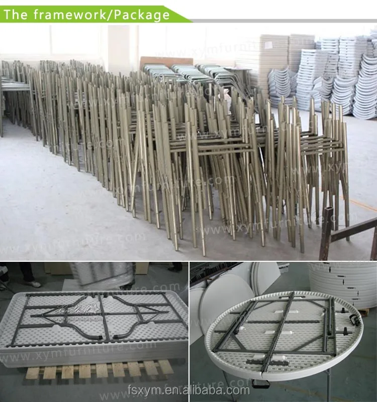 Rental Furniture Plastic 10 People Banquet Round Folding Table Outdoor Table Plastic ( HDPE ) Rectangle Modern 28*1.0 Mm . 28kgs