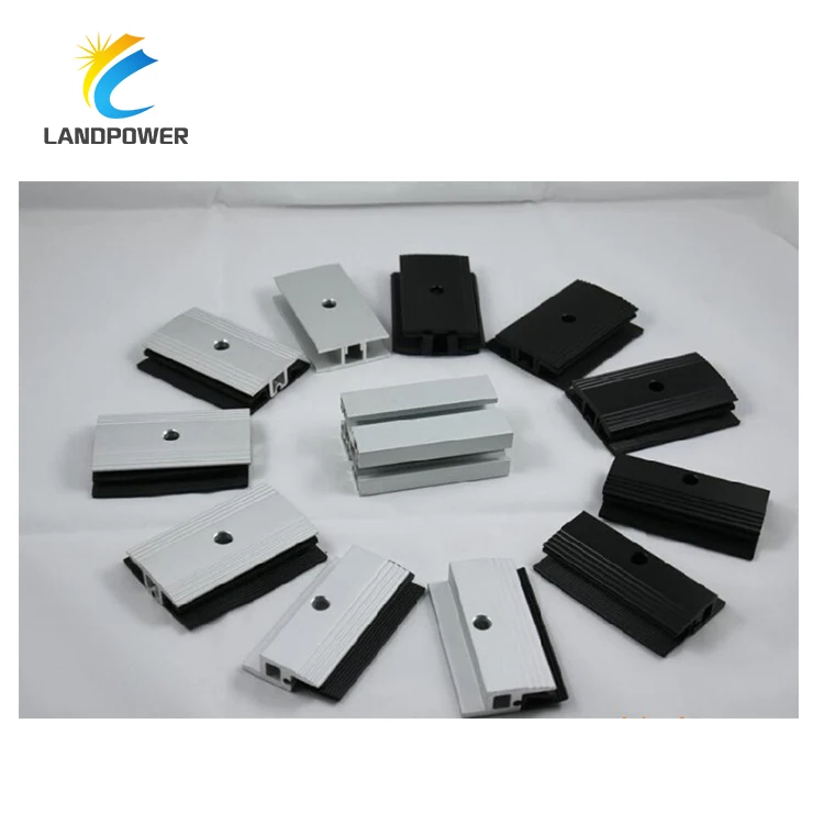 Landpower hot sell aluminium thin film solar panel clamps thin film mid/end clamp for frameless solar panel