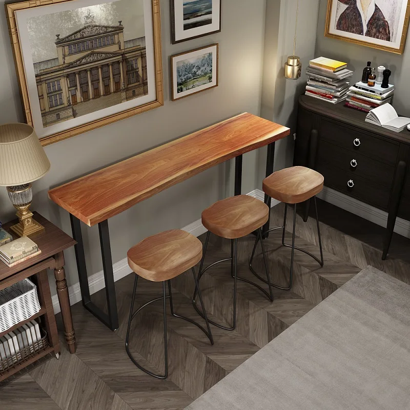 Unique high quality  metal legs wood table top kitchenhigh chair for  bar table