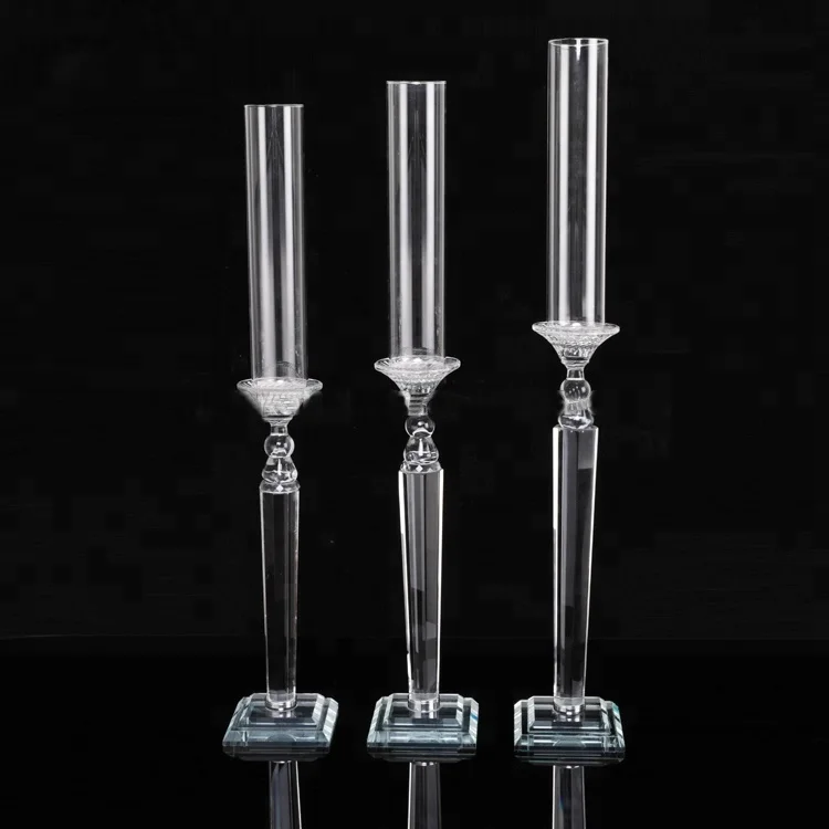 Factory manufacture single arm crystal candle holder for home decoration