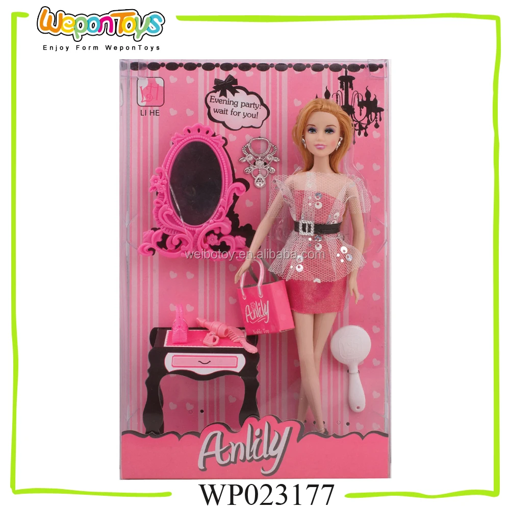 safety dolls with bead toy playing set for girls 6 movable joints doll plastic fashion doll set