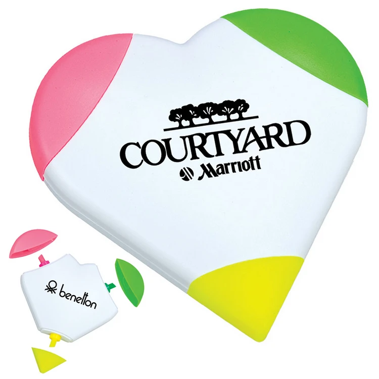 Customized 3 in 1 Heart Highlighter Marker