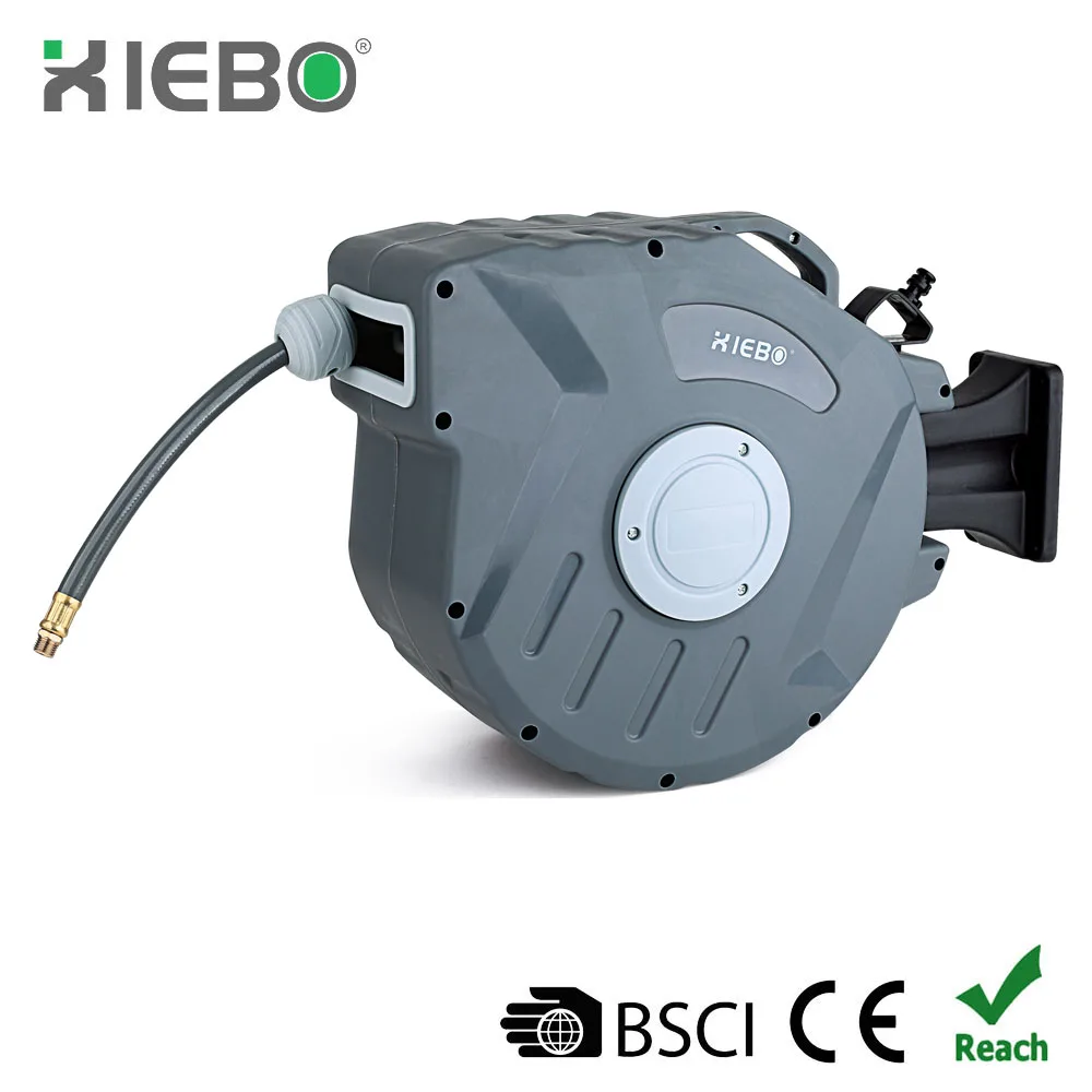 
Air Hose Reel with 3/8 In. x 50 Ft PVC Air Hose Retractable Air Compressor Hose Reel 300 PSI Auto Rewind Garage Tools 