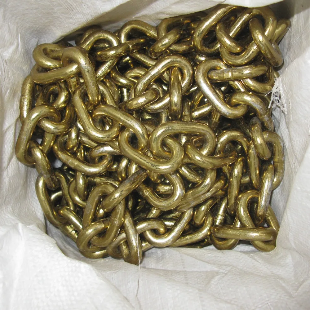 Welded Steel Short NACM1990 G70 Transport  binder Chain Gold Chromate /Chaine de Transport