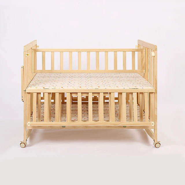 Twin cot bed /solid wood no paint large size multifunction cradle bed widened twin baby crib bed