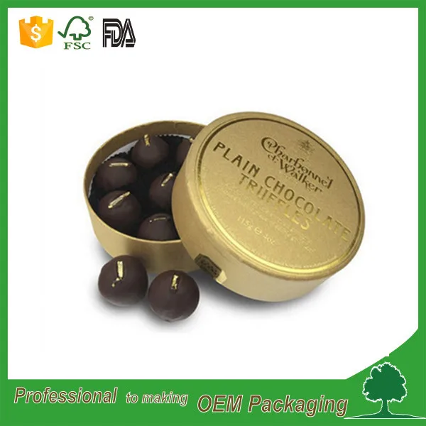 2017 Cylinder custom eco friendly craft paper round box chocolate packaging for gift with food paper insert