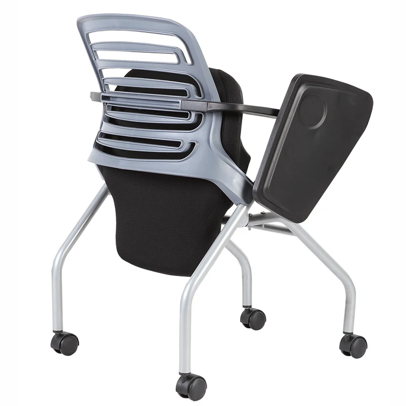Kids Swivel Chair Student Office Chair with Writing Pad Wheels Stackable Training Folding Mesh Chair Office Furniture Fabric