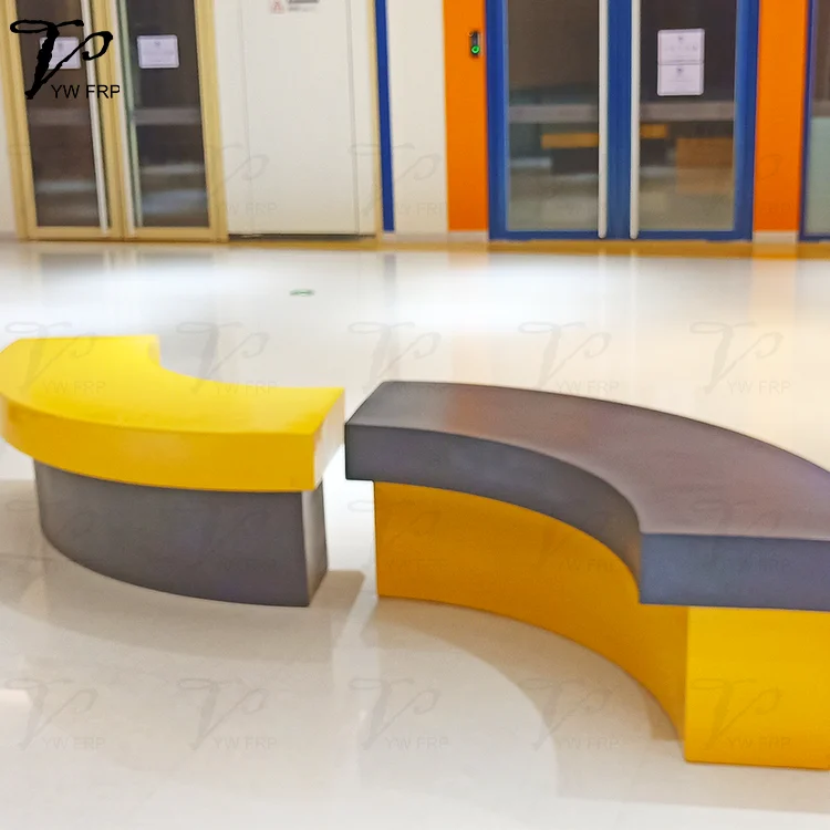 Shopping mall fiberglass lounge bench garden long bench for indoor &outdoor