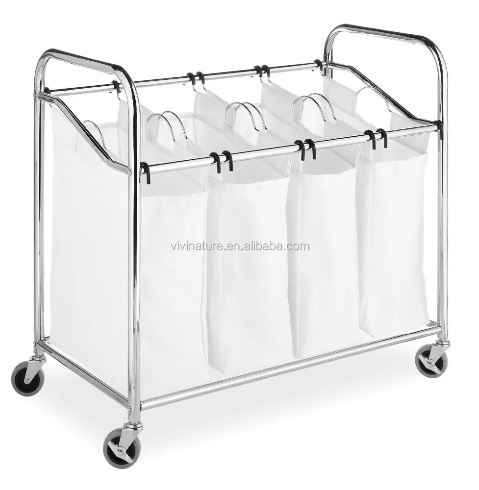Heavy Duty Laundry Sorter Bag with Wheels  Laundry Storage Cart