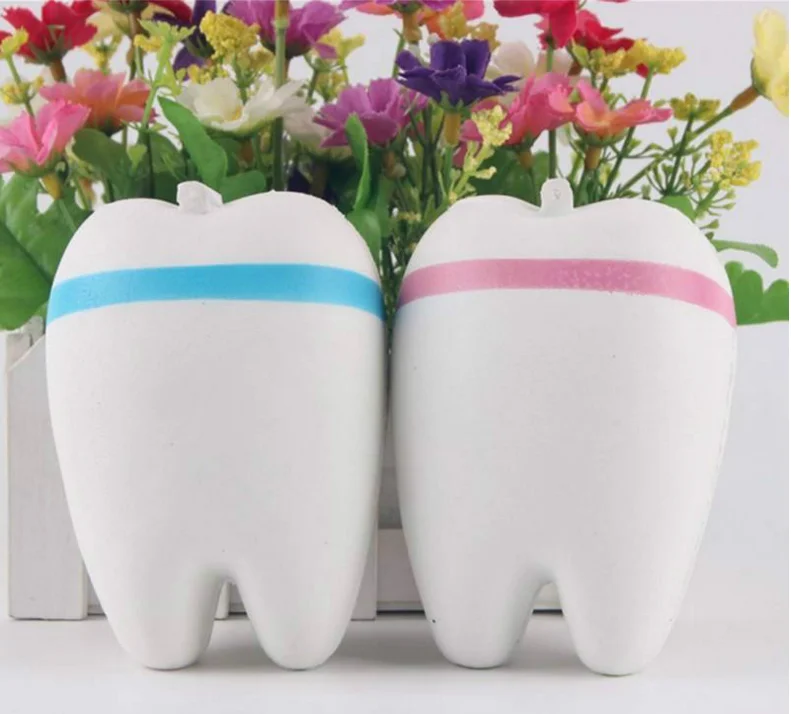 Mskwee Cute Cartoon Tooth Pendant Squishy Toy Slow Rising Hand Spinner Teeth Soft Cute Stretchy Squeeze Toy Gifts for children
