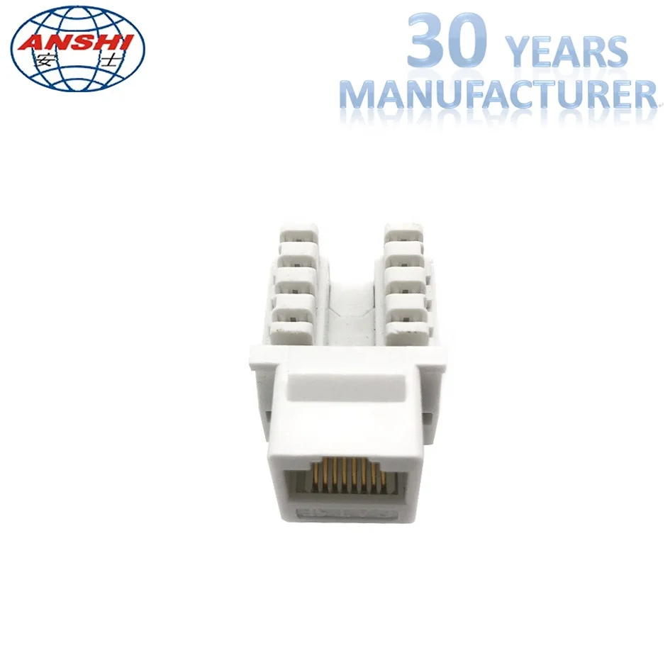 ANSHI RJ45 Cat5e 8P8C 90 degree UTP Punch Down Network Keystone Jack with dust cover