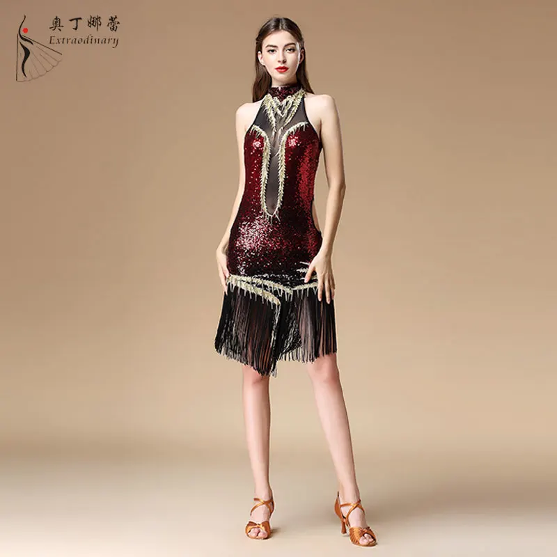 Women sexy Ballroom costume latin dress competition party stage dress