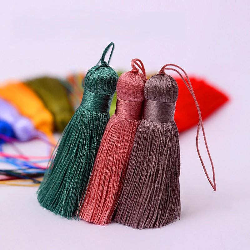 LONGJIE оптовая продажа бесплатный образец 7 см нейлоновая декоративная шелковая кисточка для изготовления ювелирных изделий