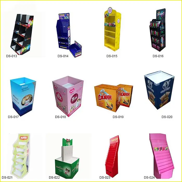 Extra Strong Floor Display Stands Cardboard with J-peg Hooks For Supermarket Retail Displays