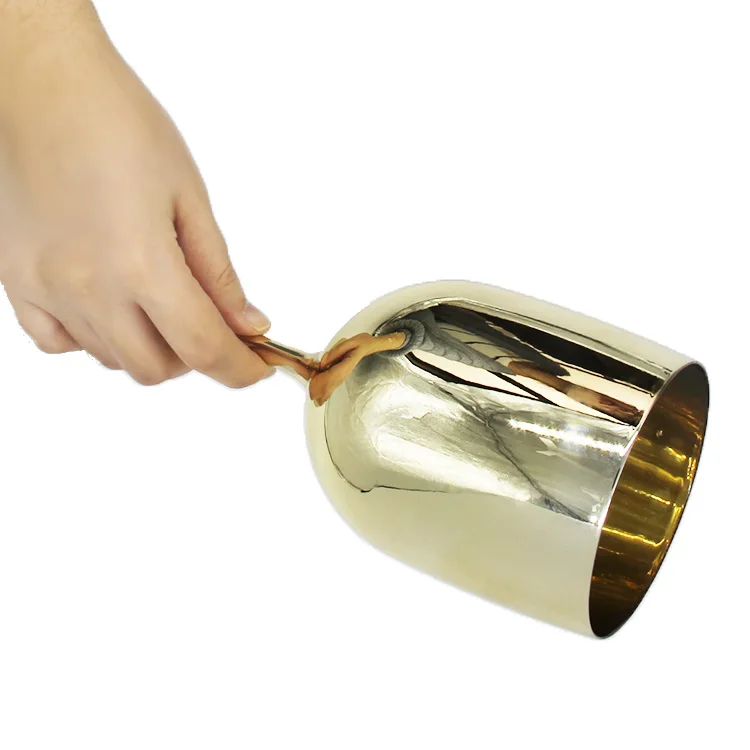 15oz Solid color round reusable color plastic gold goblet