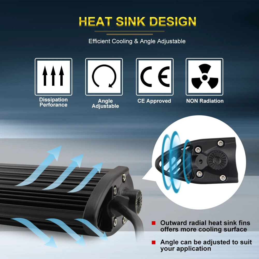 Super Slim Bright Offroad 4*4 Auto 6000K Side Bracket Dual Rows 6D Reflector Led Light Bar