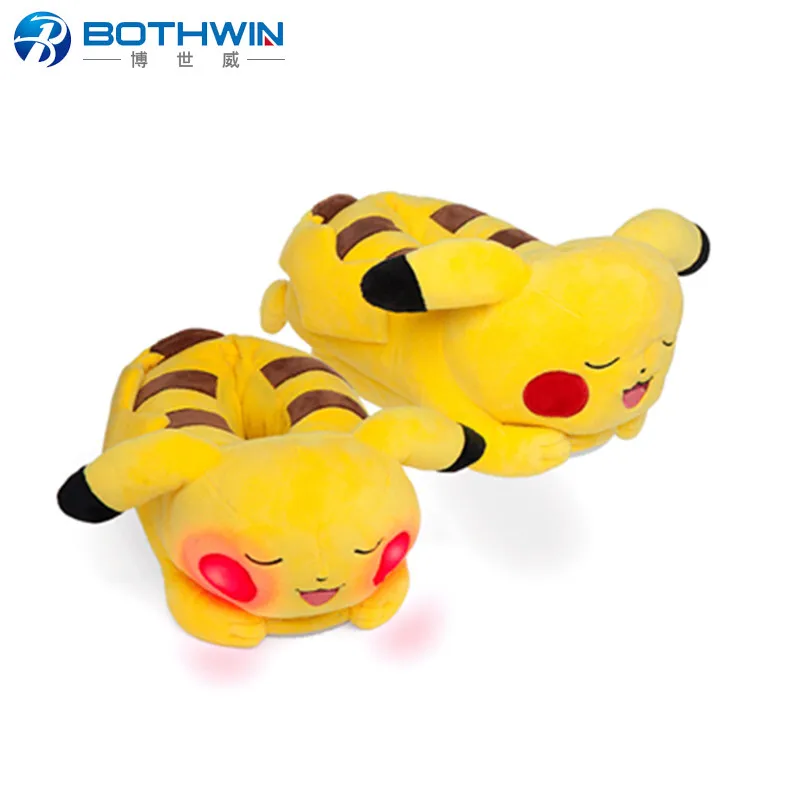 Новое поступление, модные плюшевые тапочки в виде покемона со светодиодной подсветкой