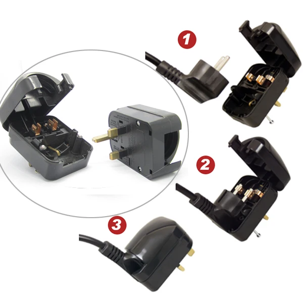 2022 Schuko Style Socket European 2-Pin to UK 3-Pin AC Mains Power Travel plug converter Adaptor in White black