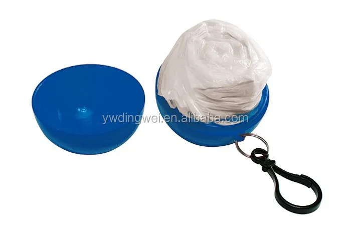 disposable rain ponchos with keyring ball,  keychain ball poncho raincoat