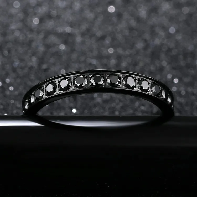 New Contemporary Stainless Steel Men Jewelry Wholesale Price Little Finger Black Zirconium Ring